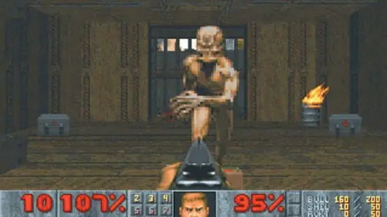 This contains a gameplay image of the game: Screenshot of Doom II: Hell on Earth