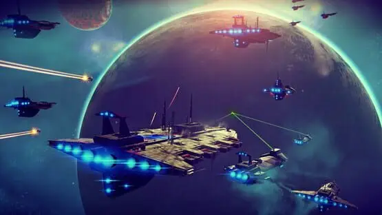 This contains a gameplay image of the game: Screenshot of No Man's Sky