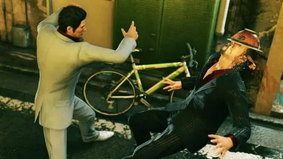This contains a gameplay image of the game: Screenshot of Yakuza Kiwami 2