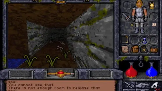 This contains a gameplay image of the game: Screenshot of Ultima Underworld II: Labyrinth of Worlds