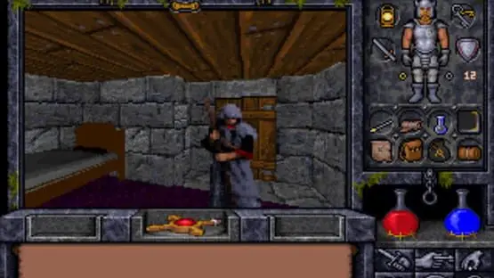 This contains a gameplay image of the game: Screenshot of Ultima Underworld II: Labyrinth of Worlds
