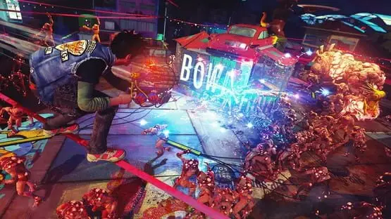 This contains a gameplay image of the game: Screenshot of Sunset Overdrive