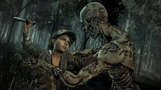 This contains a gameplay image of the game: Screenshot of The Walking Dead: The Final Season