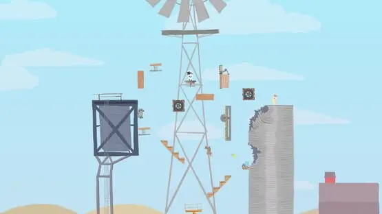 This contains a gameplay image of the game: Screenshot of Ultimate Chicken Horse