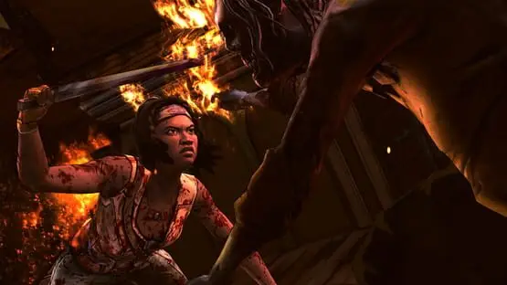 This contains a gameplay image of the game: Screenshot of The Walking Dead: Michonne