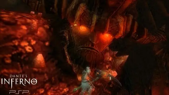 This contains a gameplay image of the game: Screenshot of Dante's Inferno