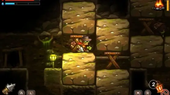 This contains a gameplay image of the game: Screenshot of SteamWorld Dig