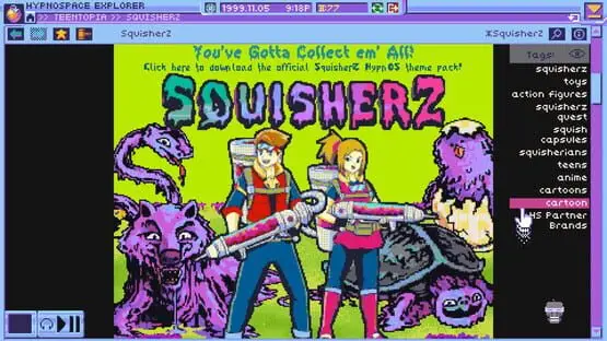 This contains a gameplay image of the game: Screenshot of Hypnospace Outlaw