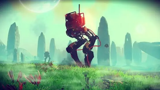 This contains a gameplay image of the game: Screenshot of No Man's Sky