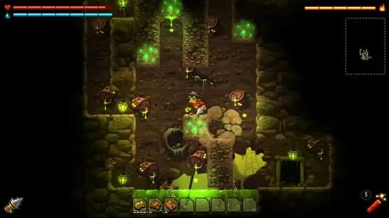 This contains a gameplay image of the game: Screenshot of SteamWorld Dig