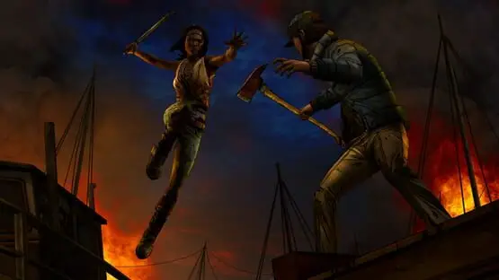 This contains a gameplay image of the game: Screenshot of The Walking Dead: Michonne