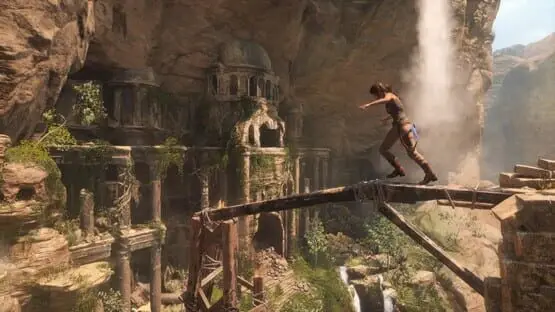 Isso contém uma imagem de jogabilidade do jogo:Captura de tela de Rise of the Tomb Raider