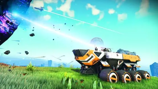 This contains a gameplay image of the game: Screenshot of No Man's Sky