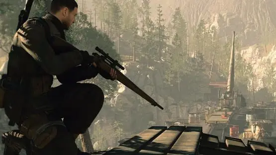 This contains a gameplay image of the game: Screenshot of Sniper Elite 4