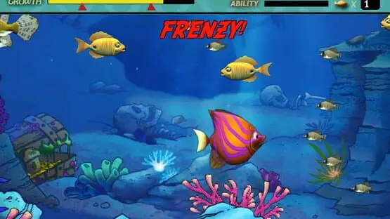 This contains a gameplay image of the game: Screenshot of Feeding Frenzy