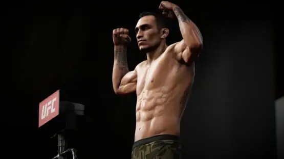 This contains a gameplay image of the game: Screenshot of EA Sports UFC 3