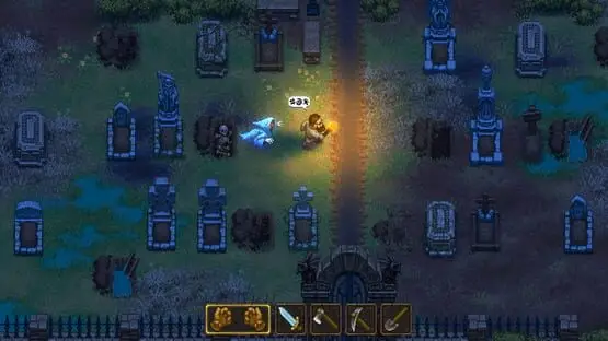 This contains a gameplay image of the game: Screenshot of Graveyard Keeper
