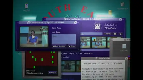 This contains a gameplay image of the game: Screenshot of Her Story