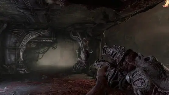This contains a gameplay image of the game: Screenshot of Scorn