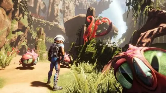 This contains a gameplay image of the game: Screenshot of Journey to the Savage Planet