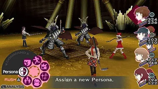 Isso contém uma imagem de jogabilidade do jogo:Captura de tela de Persona 3 Portable