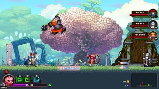 This contains a gameplay image of the game: Screenshot of Skul: The Hero Slayer