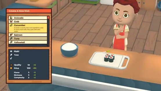 Это содержит изображение игрового процесса игры:Скриншот Rolling Hills: Make Sushi, Make Friends
