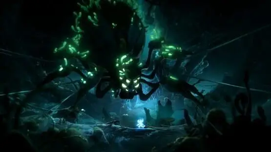 This contains a gameplay image of the game: Screenshot of Ori and the Will of the Wisps
