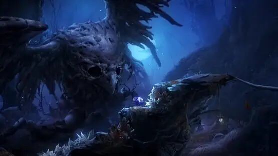 This contains a gameplay image of the game: Screenshot of Ori and the Will of the Wisps