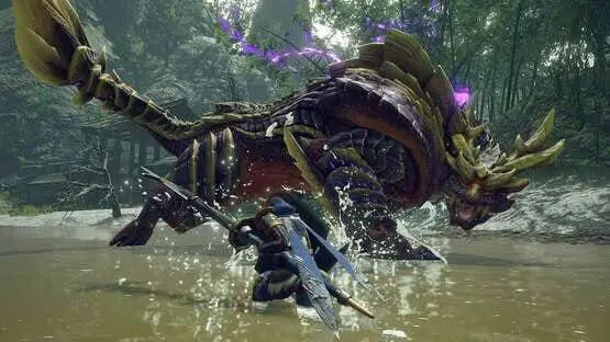 This contains a gameplay image of the game: Screenshot of Monster Hunter Rise