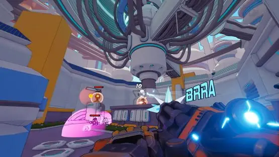 This contains a gameplay image of the game: Screenshot of Roboquest