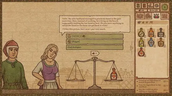 Esto contiene una imagen de juego de: Captura de pantalla de Potion Craft