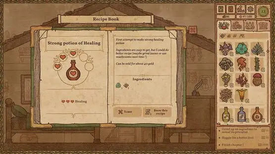 Esto contiene una imagen de juego de: Captura de pantalla de Potion Craft