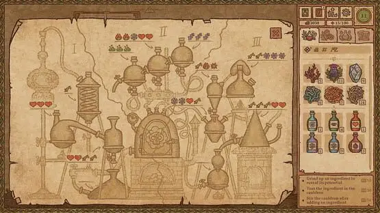 Esto contiene una imagen de juego de: Captura de pantalla de Potion Craft