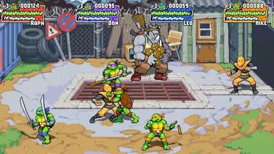 Ceci contient une image de gameplay du jeu : Capture d'écran de Teenage Mutant Ninja Turtles: Shredder's Revenge
