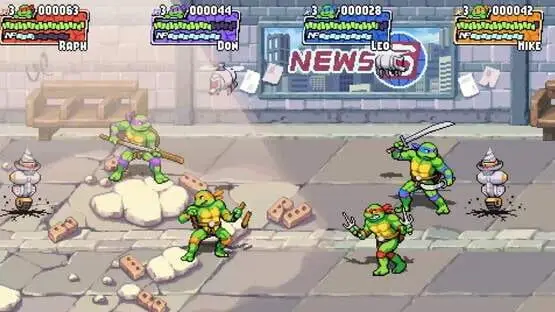 Ceci contient une image de gameplay du jeu : Capture d'écran de Teenage Mutant Ninja Turtles: Shredder's Revenge