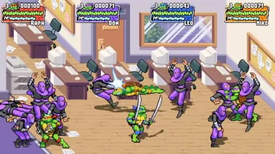 Ceci contient une image de gameplay du jeu : Capture d'écran de Teenage Mutant Ninja Turtles: Shredder's Revenge