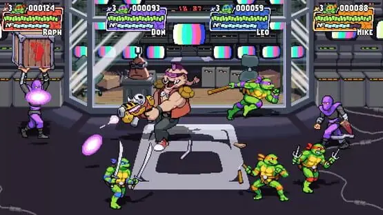 Ceci contient une image de gameplay du jeu : Capture d'écran de Teenage Mutant Ninja Turtles: Shredder's Revenge