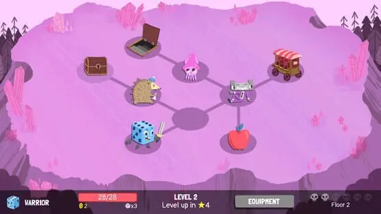 This contains a gameplay image of the game: Screenshot of Dicey Dungeons