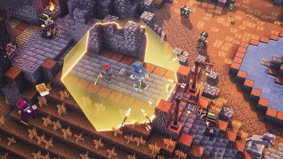 Isso contém uma imagem de jogabilidade do jogo:Captura de tela de Minecraft Dungeons