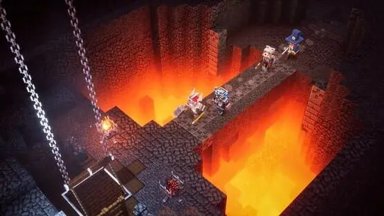 Isso contém uma imagem de jogabilidade do jogo:Captura de tela de Minecraft Dungeons