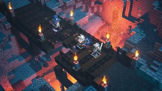Isso contém uma imagem de jogabilidade do jogo:Captura de tela de Minecraft Dungeons