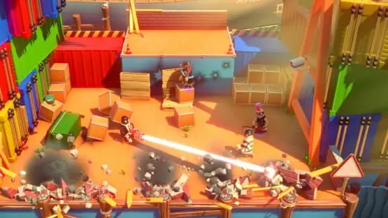 This contains a gameplay image of the game: Screenshot of Rubber Bandits