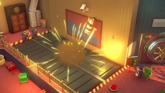 This contains a gameplay image of the game: Screenshot of Rubber Bandits