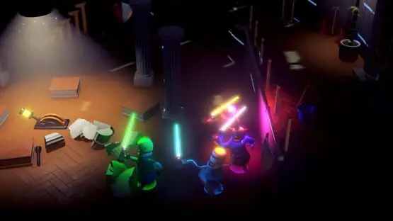 This contains a gameplay image of the game: Screenshot of Rubber Bandits
