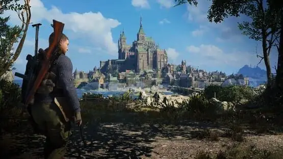 Isso contém uma imagem de jogabilidade do jogo:Captura de tela de Sniper Elite 5