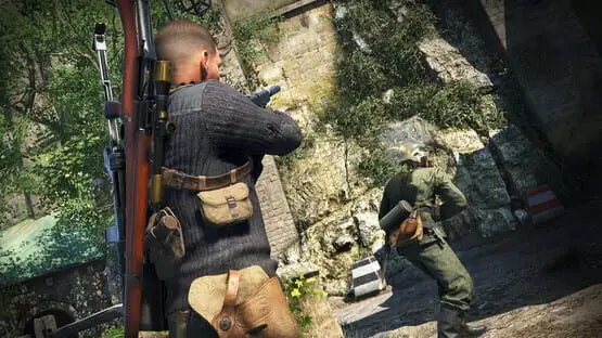 Isso contém uma imagem de jogabilidade do jogo:Captura de tela de Sniper Elite 5