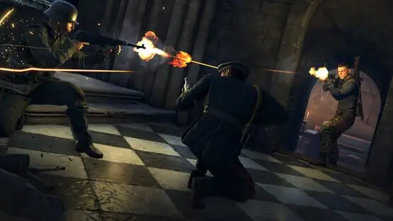 Isso contém uma imagem de jogabilidade do jogo:Captura de tela de Sniper Elite 5