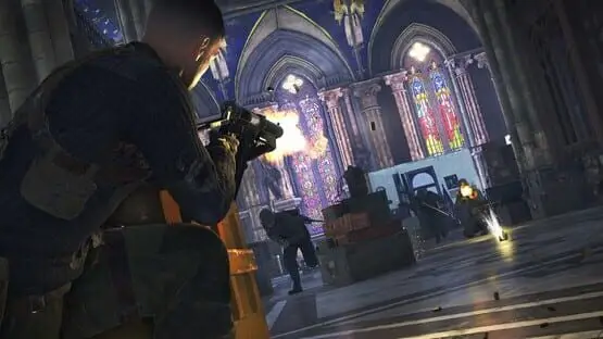 Isso contém uma imagem de jogabilidade do jogo:Captura de tela de Sniper Elite 5