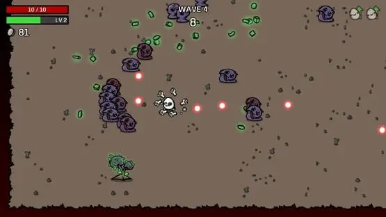 This contains a gameplay image of the game: Screenshot of Brotato